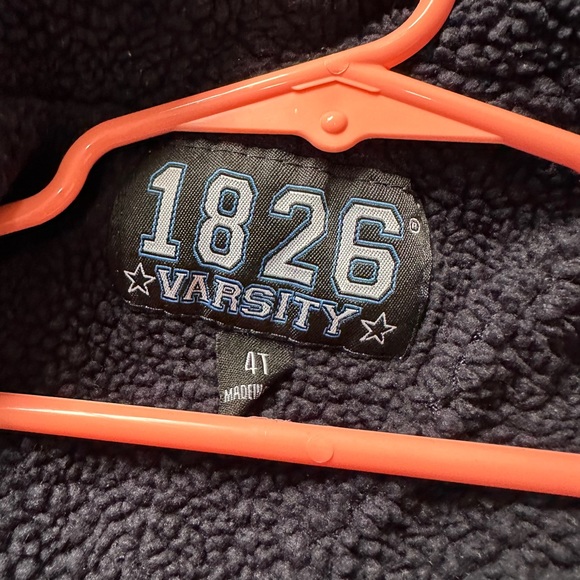 1826 Varsity 4T button up hoodie Sherpa interior blue gray color pockets kid boy - Picture 4 of 9